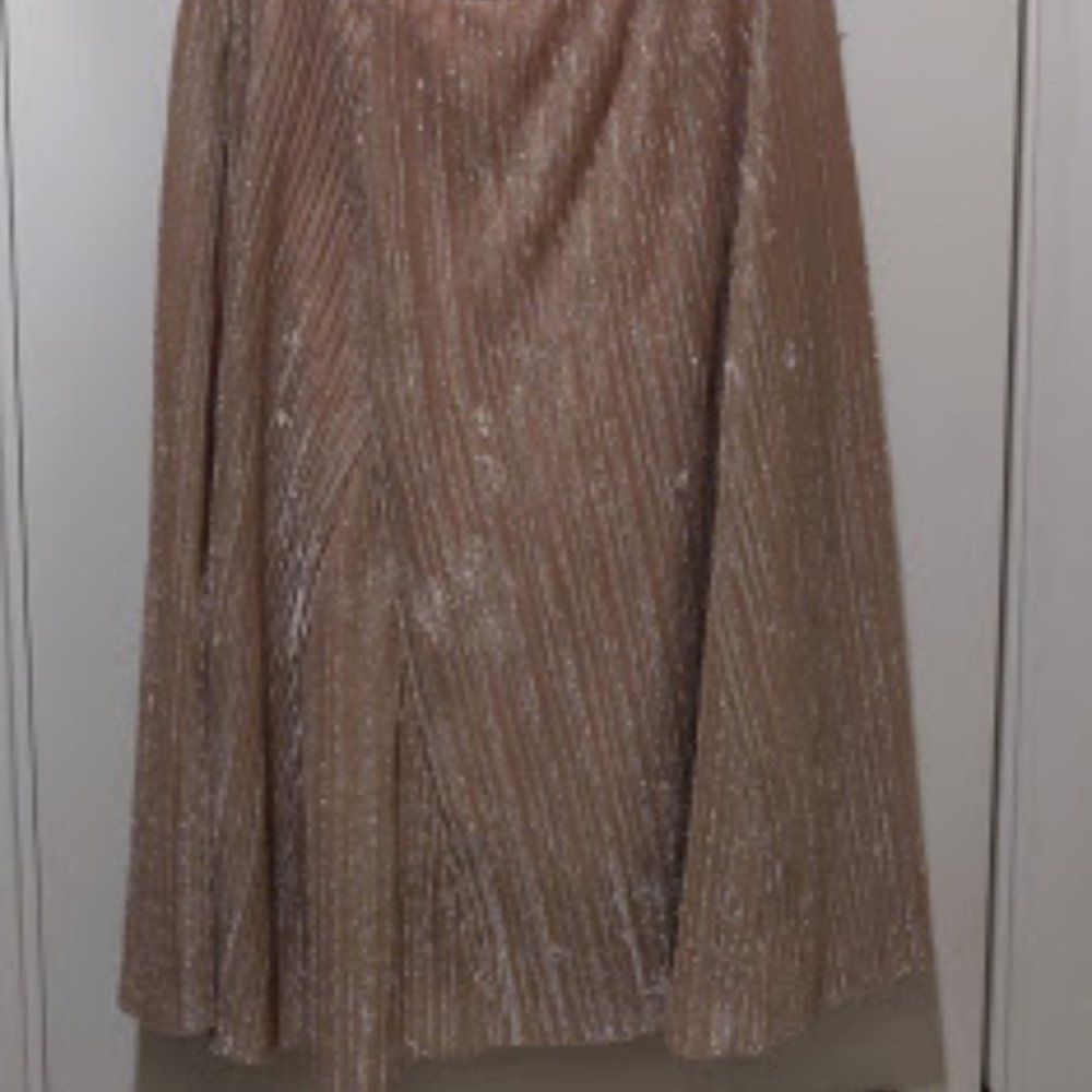 Maeve Shimmery Coral Pleated Midi Skirt